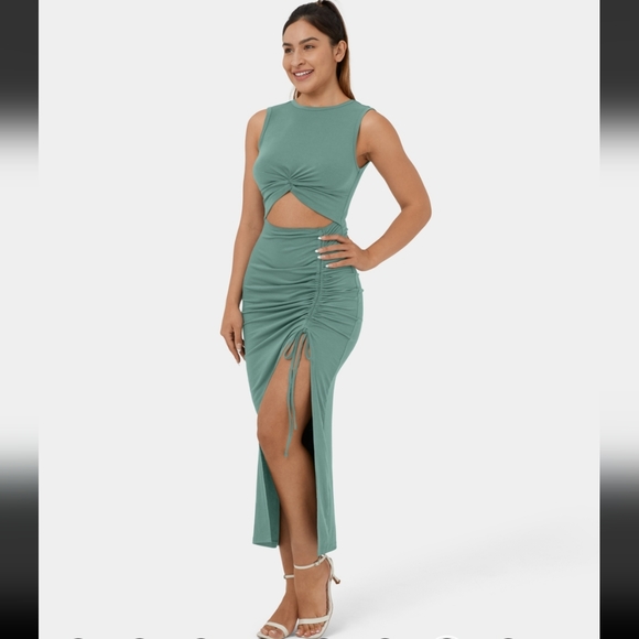 Halara Ruched Bodycon Midi Dress - Picture 3 of 4